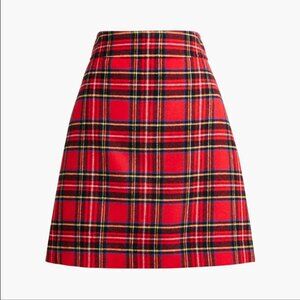 J. Crew Tartan Plaid A-Line High Waisted Skirt Holiday Festive Wool Blend Sz 12